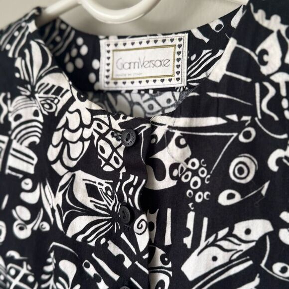 Vintage 80’s Gianni Versace Puff Sleeve Girls Dress Black & White - Picture 4 of 10